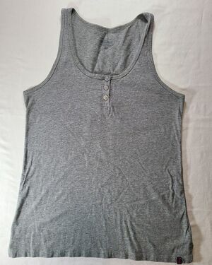 Tommy Hilfiger Tank Top Women’s L Gray Cotton Stretch Henley Sleeveless